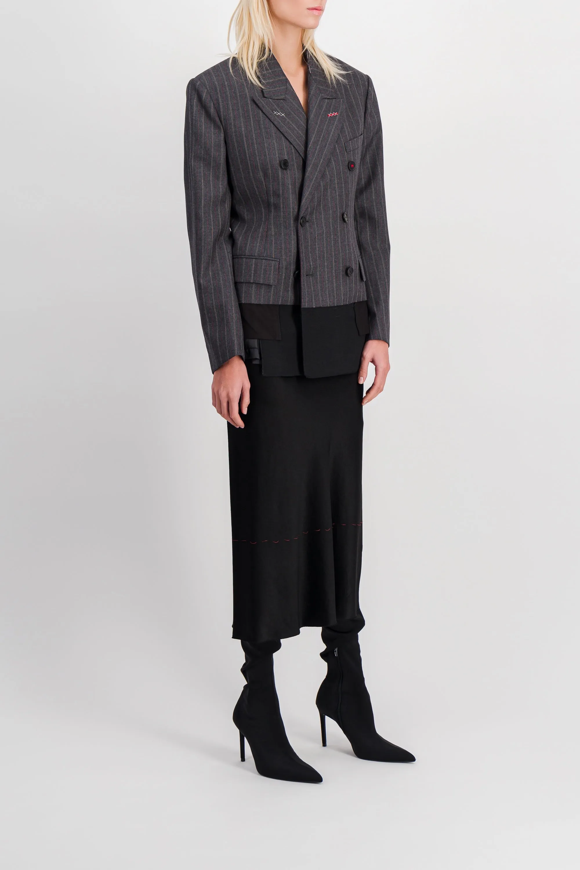 Double breasted wool satin icons blazer sold by Renaisa product image thumbnail 3