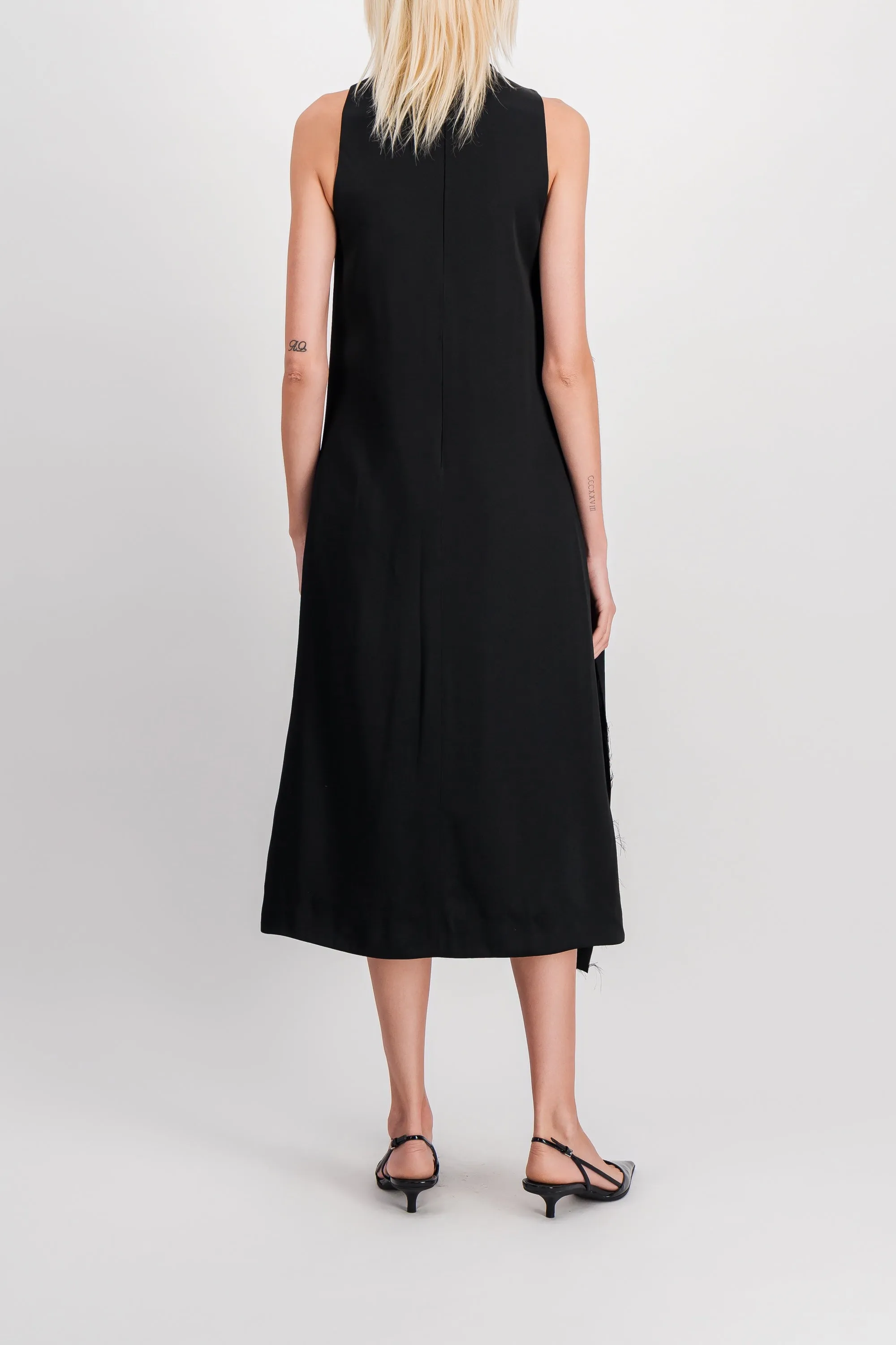 Crêpe satin midi dress with front pleat sold by Renaisa product image thumbnail 3