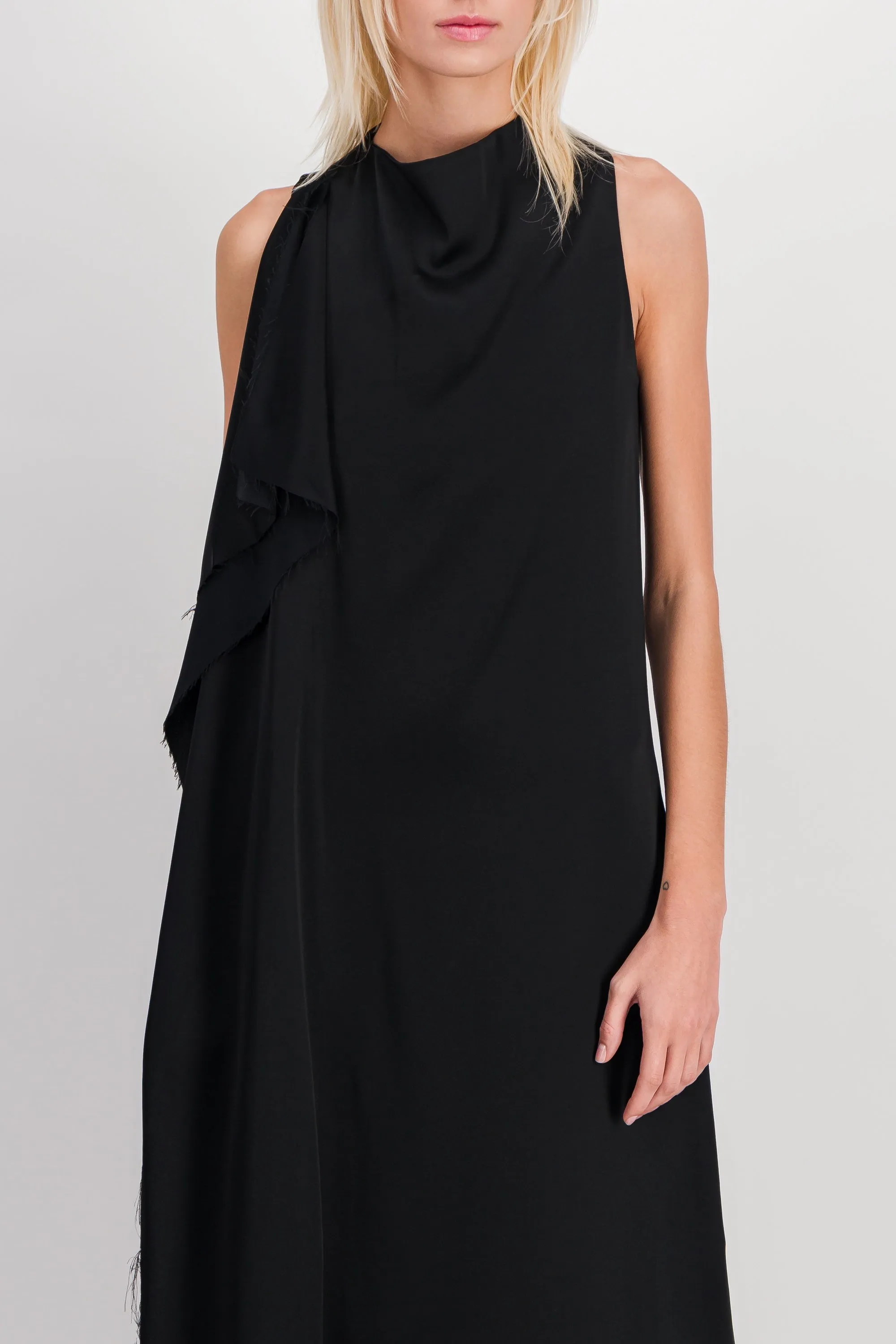 Crêpe satin midi dress with front pleat sold by Renaisa product image thumbnail 4