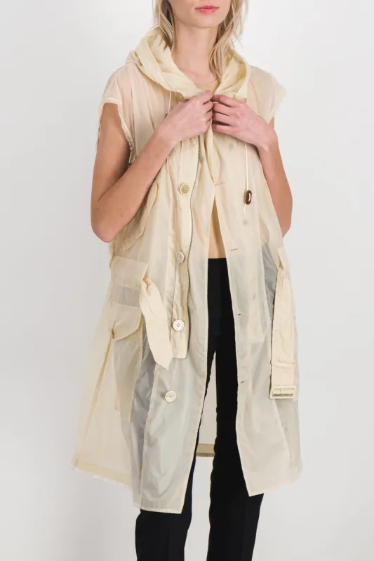 Nylon sleeveless semi-sheer trench-coat sold by Renaisa