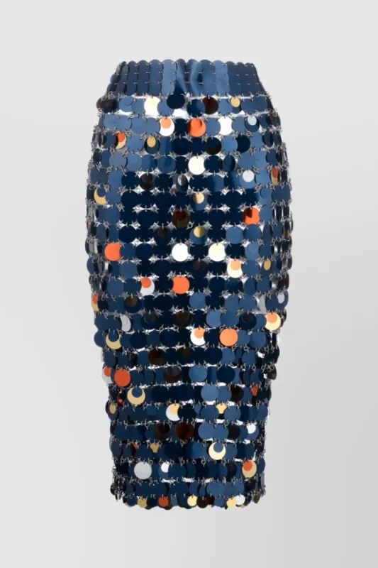 Sparkle paillette-chainmail pencil midi skirt sold by Renaisa