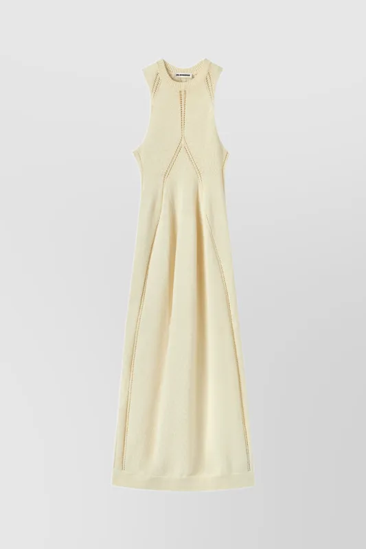 Beige knitted cut-out sleeveless midi dress sold by Renaisa