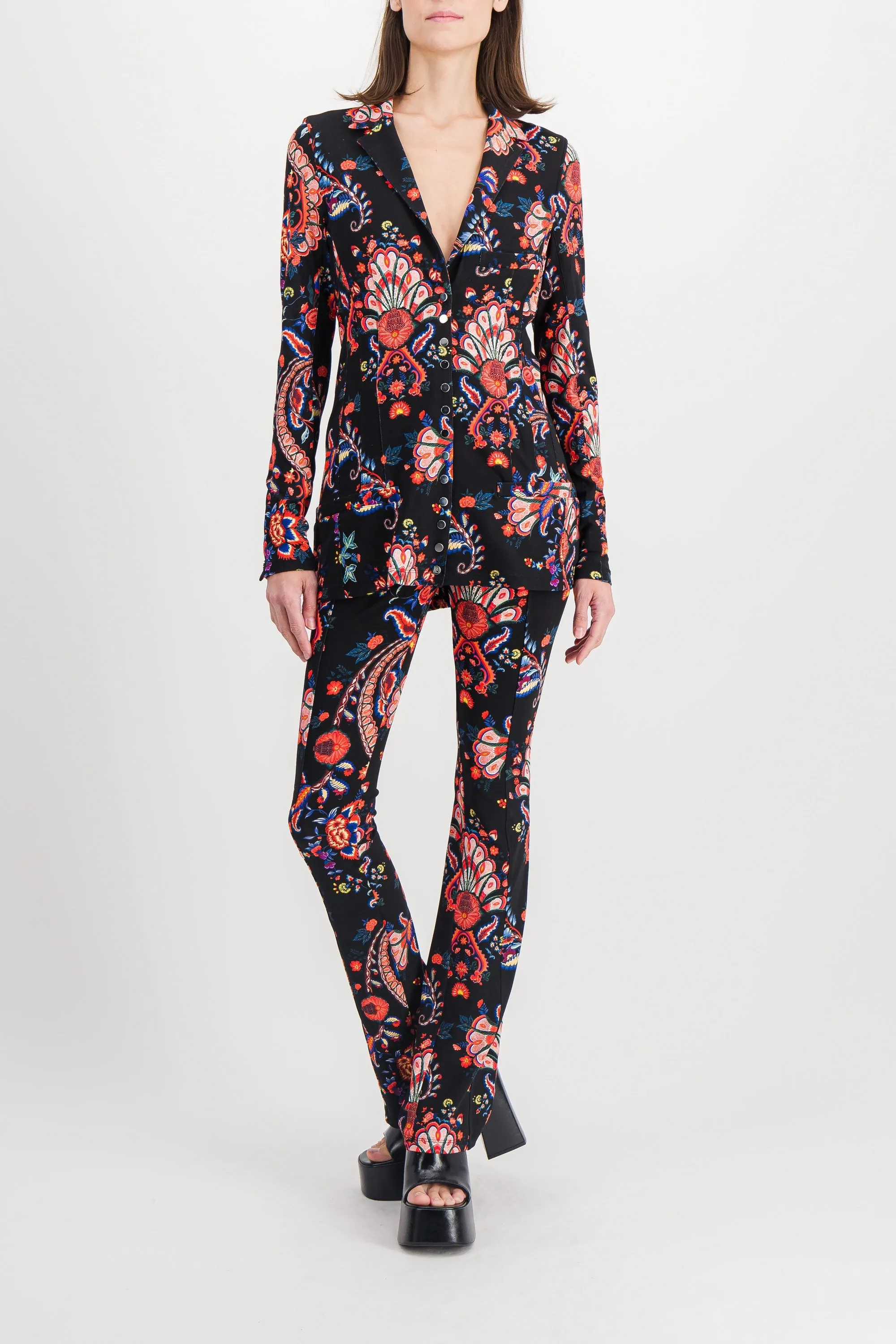 Paisley printed skinny straight leg pants sold by Renaisa product image thumbnail 2