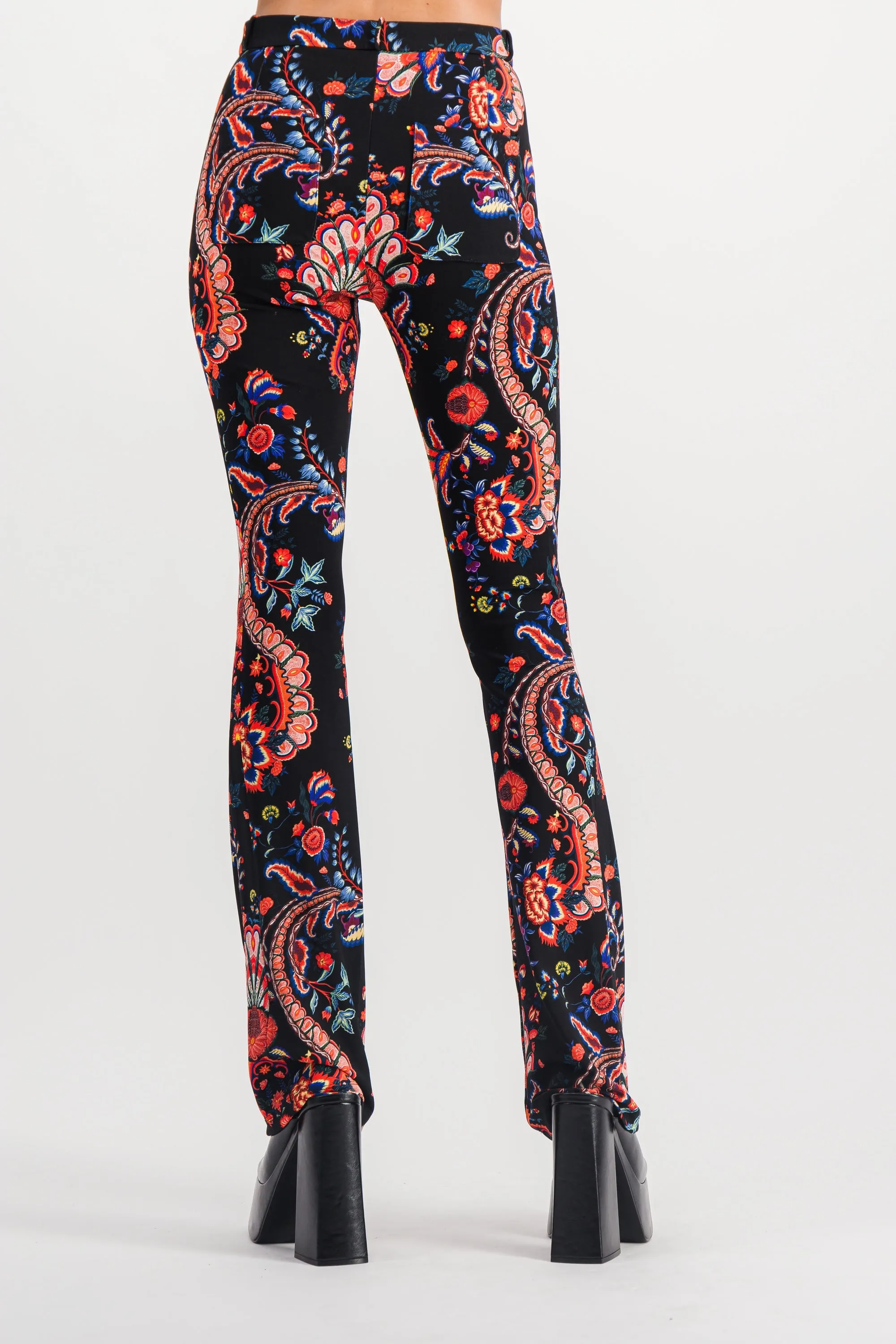 Paisley printed skinny straight leg pants sold by Renaisa product image thumbnail 3