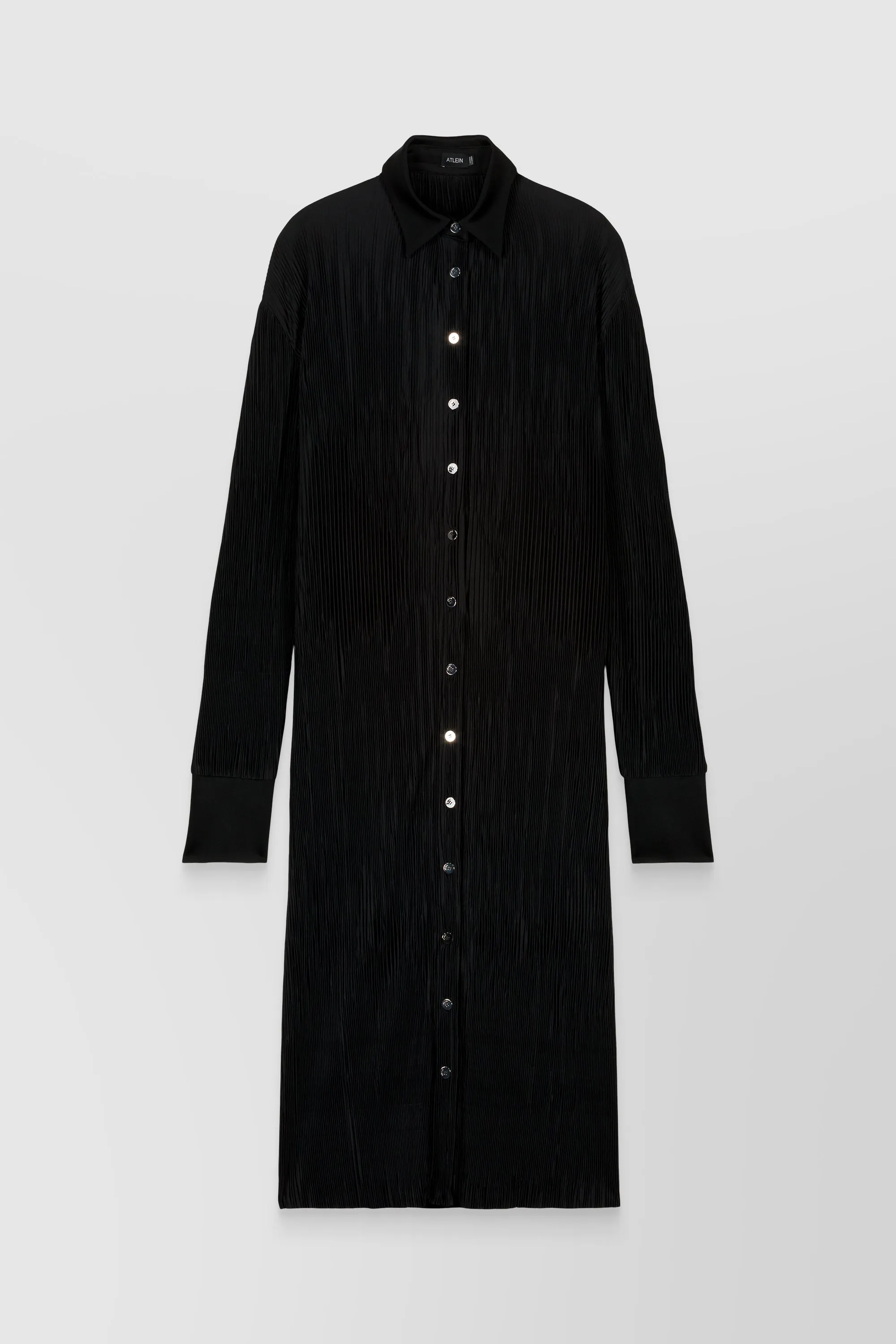 Pleated recycled jersey satin longsleeved midi shirt dress sold by Renaisa product image thumbnail 5