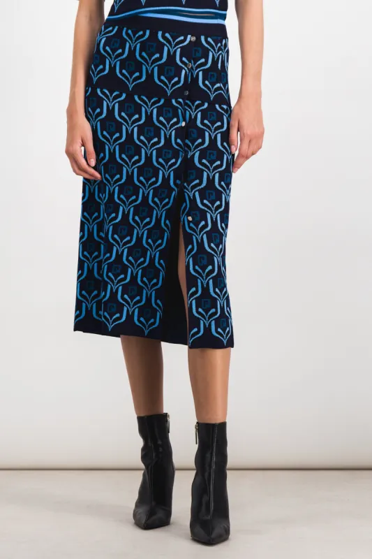 Paco jaquard midi pencil skirt sold by Renaisa