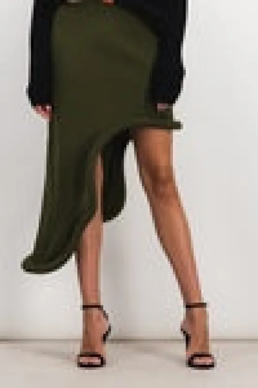 Bumper asymmetric midi skirt sold by Renaisa