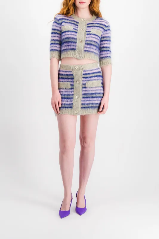 Stripped mohair cropped cardigan sold by Renaisa
