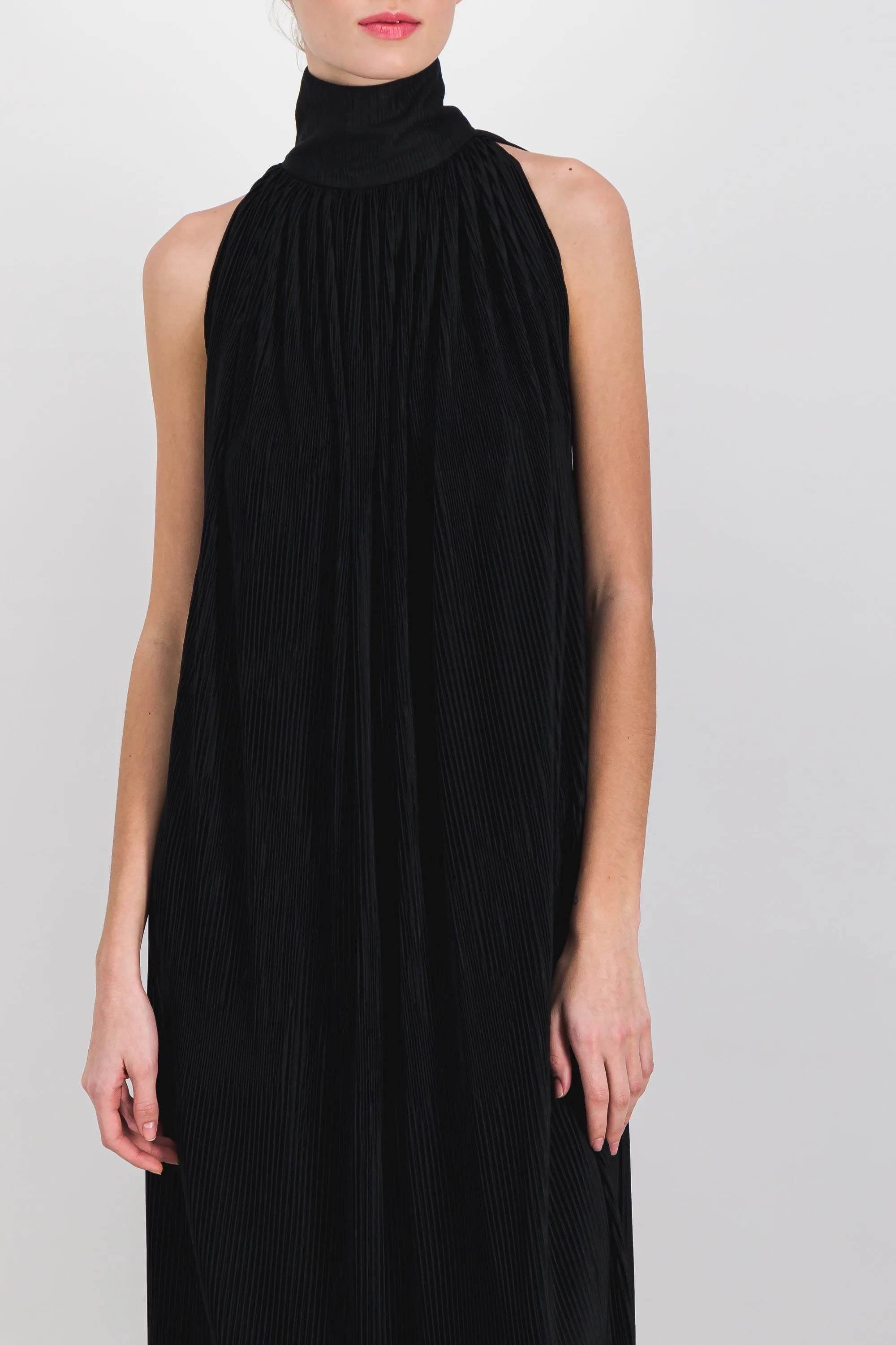 Pleated recycled jersey halterneck maxi dress sold by Renaisa product image thumbnail 2