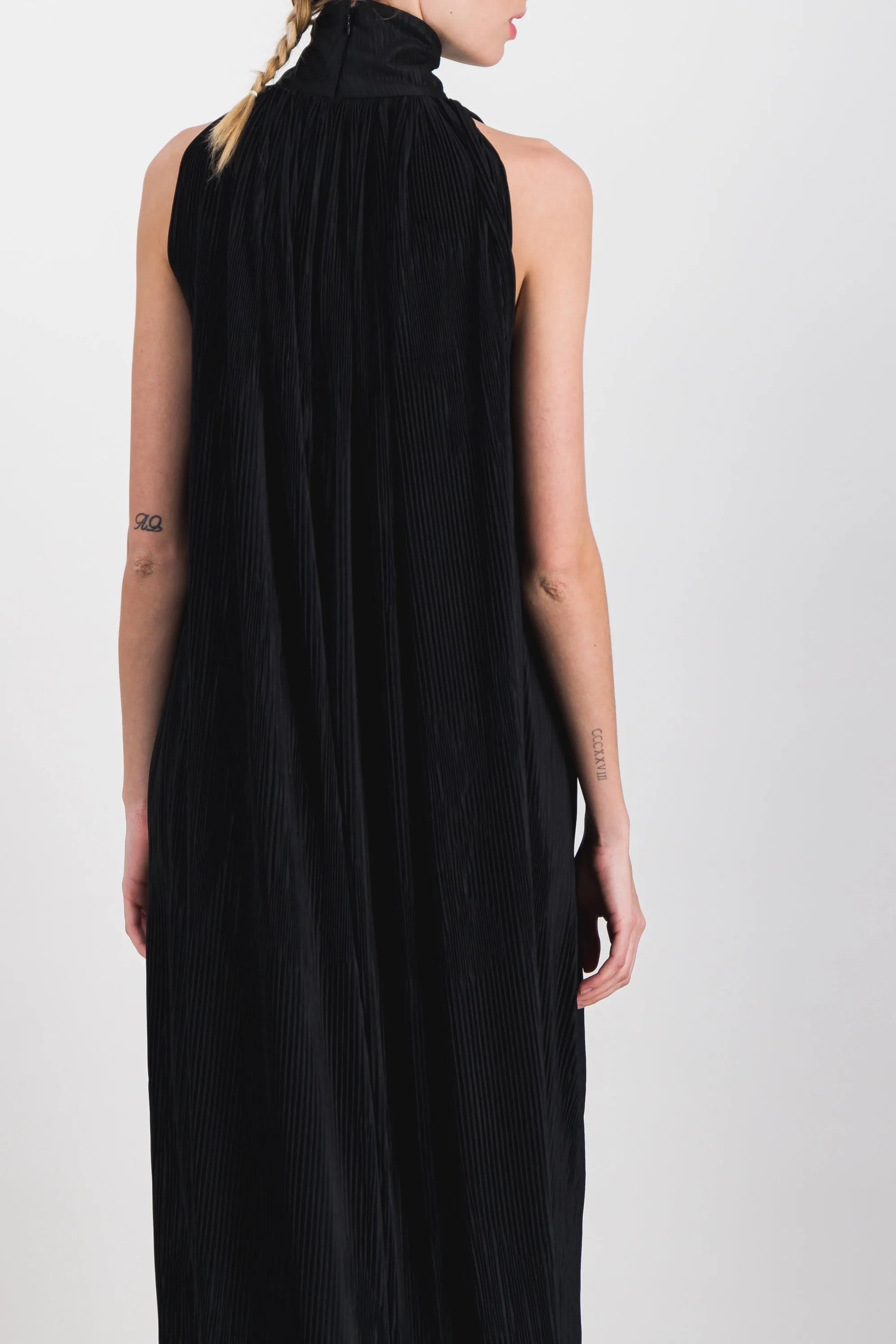 Pleated recycled jersey halterneck maxi dress sold by Renaisa product image thumbnail 4