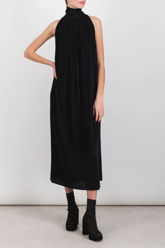 Pleated recycled jersey halterneck maxi dress sold by Renaisa