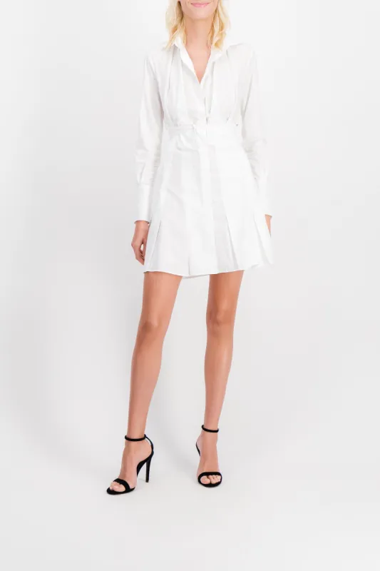 Eco poplin pleated summer mini dress sold by Renaisa