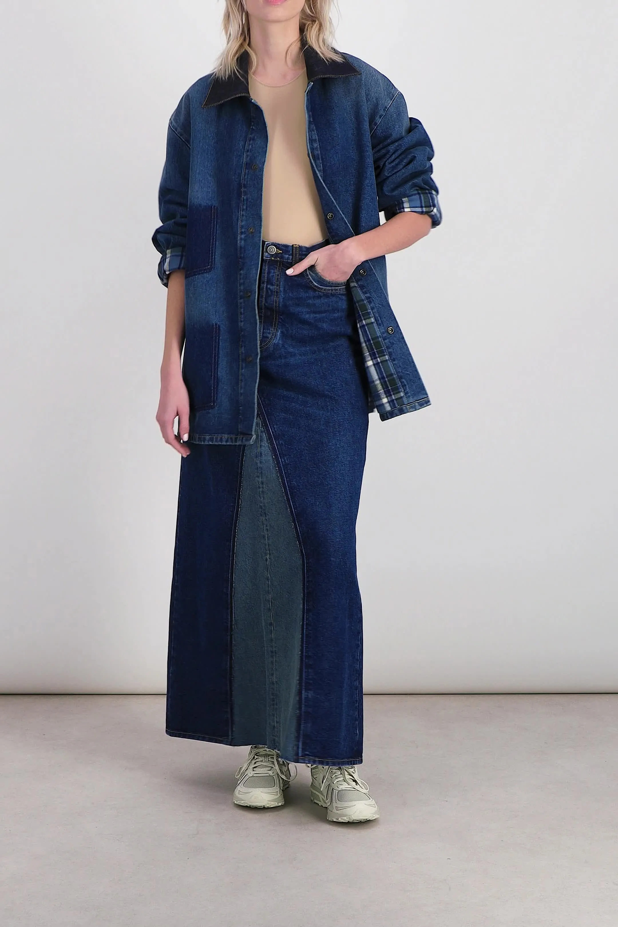Combo denim maxi jeans skirt sold by Renaisa product image thumbnail 5