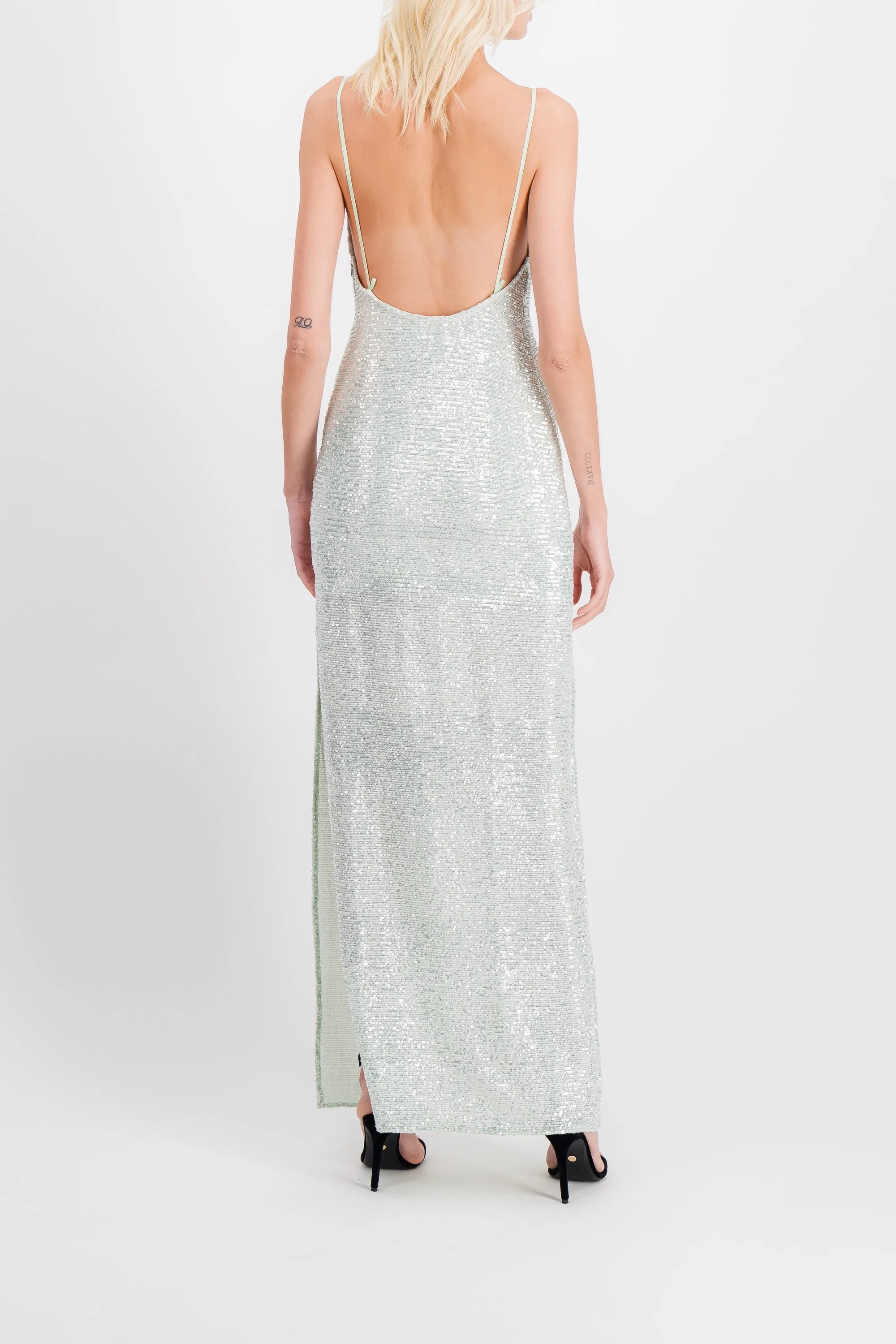 Sequin-embellished slip maxi dress sold by Renaisa product image thumbnail 3