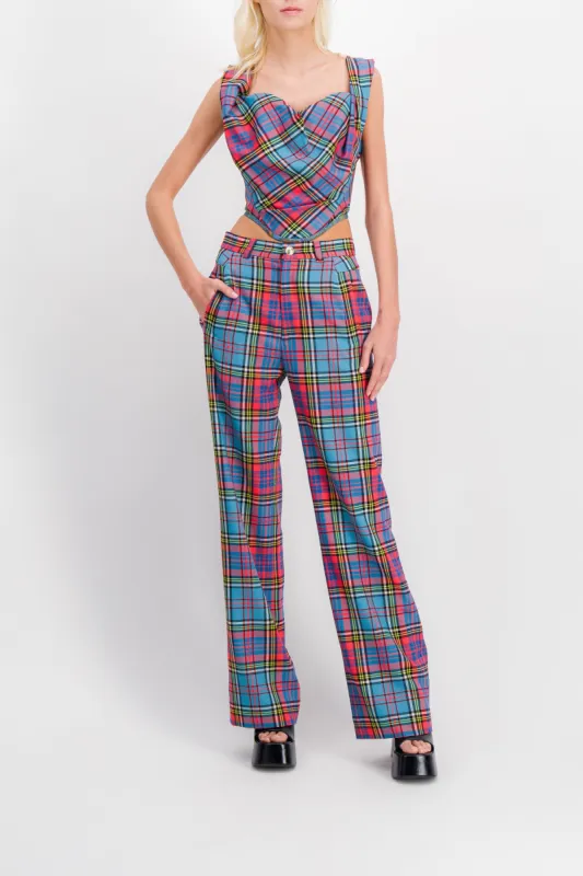 Tartan wool off-shoulder corset sold by Renaisa