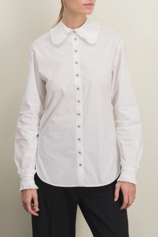 Organic cotton shirt with ruffled details sold by Renaisa