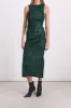 Asymmetric green snake printed sleeveless draped maxi dress sold by Renaisa