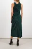 Asymmetric green snake printed sleeveless draped maxi dress sold by Renaisa