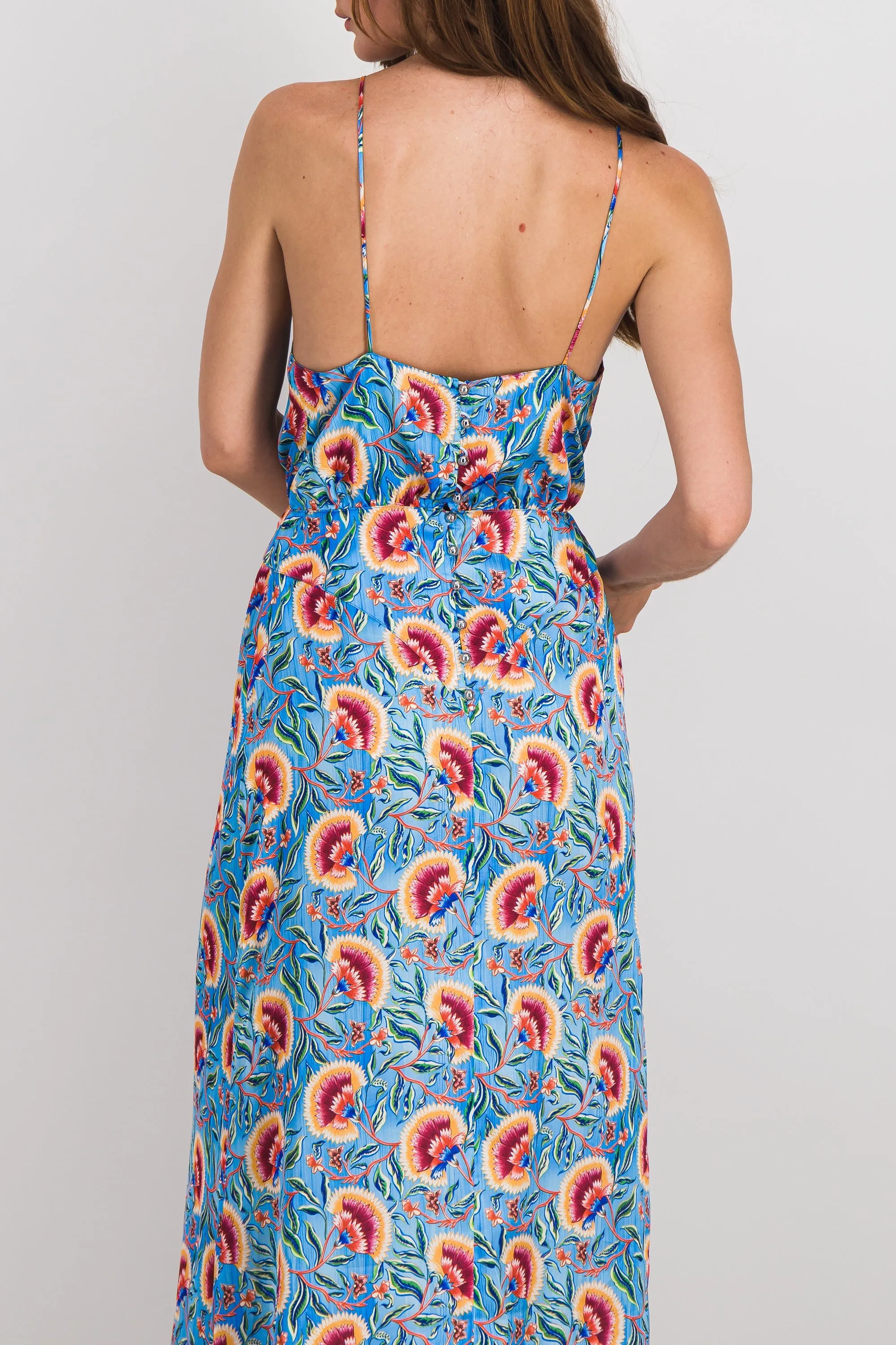 Fluid flower printed halterneck maxi dress sold by Renaisa product image thumbnail 3