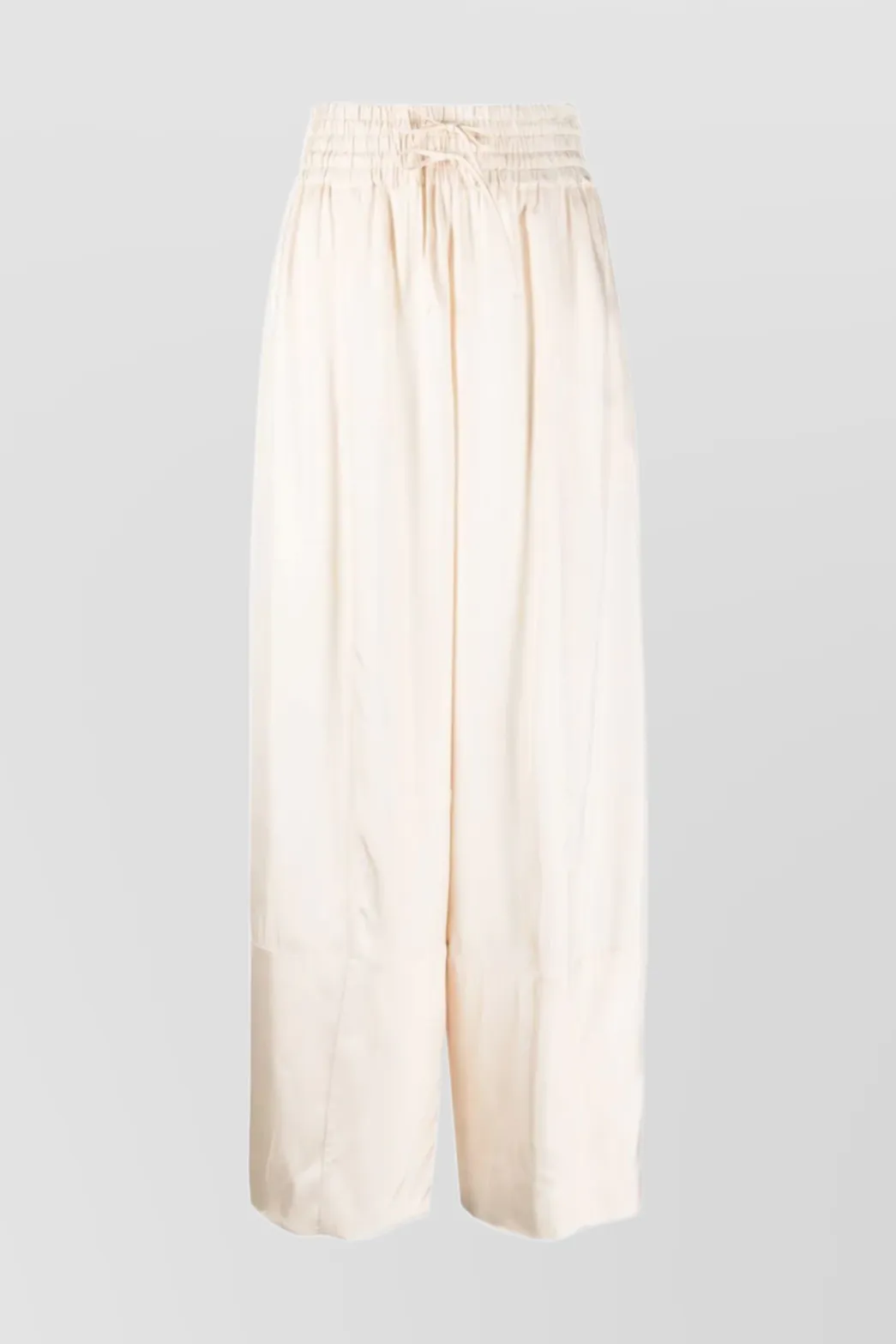 Ivory extra wide leg pants in fluid washed viscose with drawstring wide belt sold by Renaisa product image thumbnail 5
