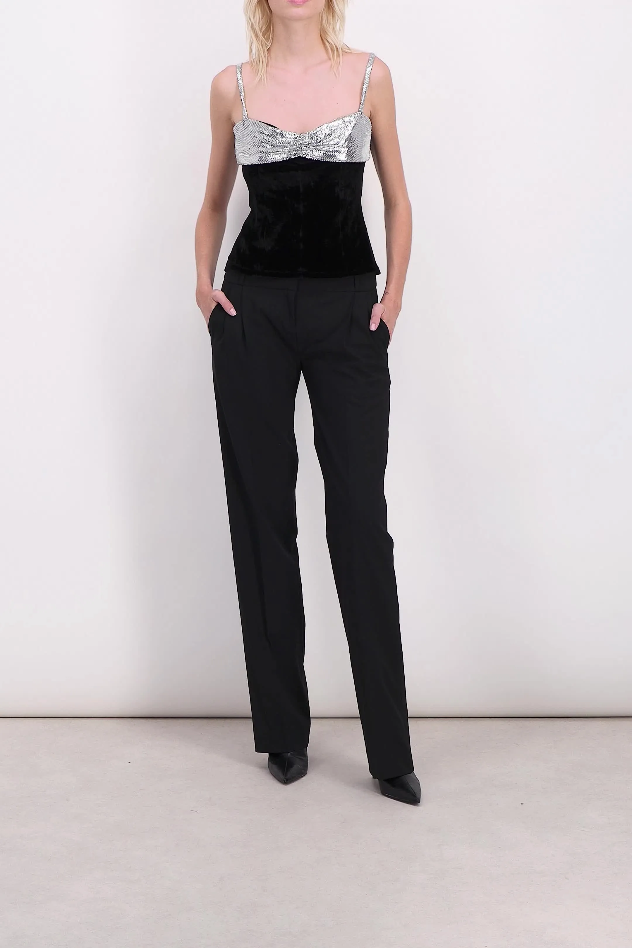 Black low rise loose tailored pants sold by Renaisa product image thumbnail 5