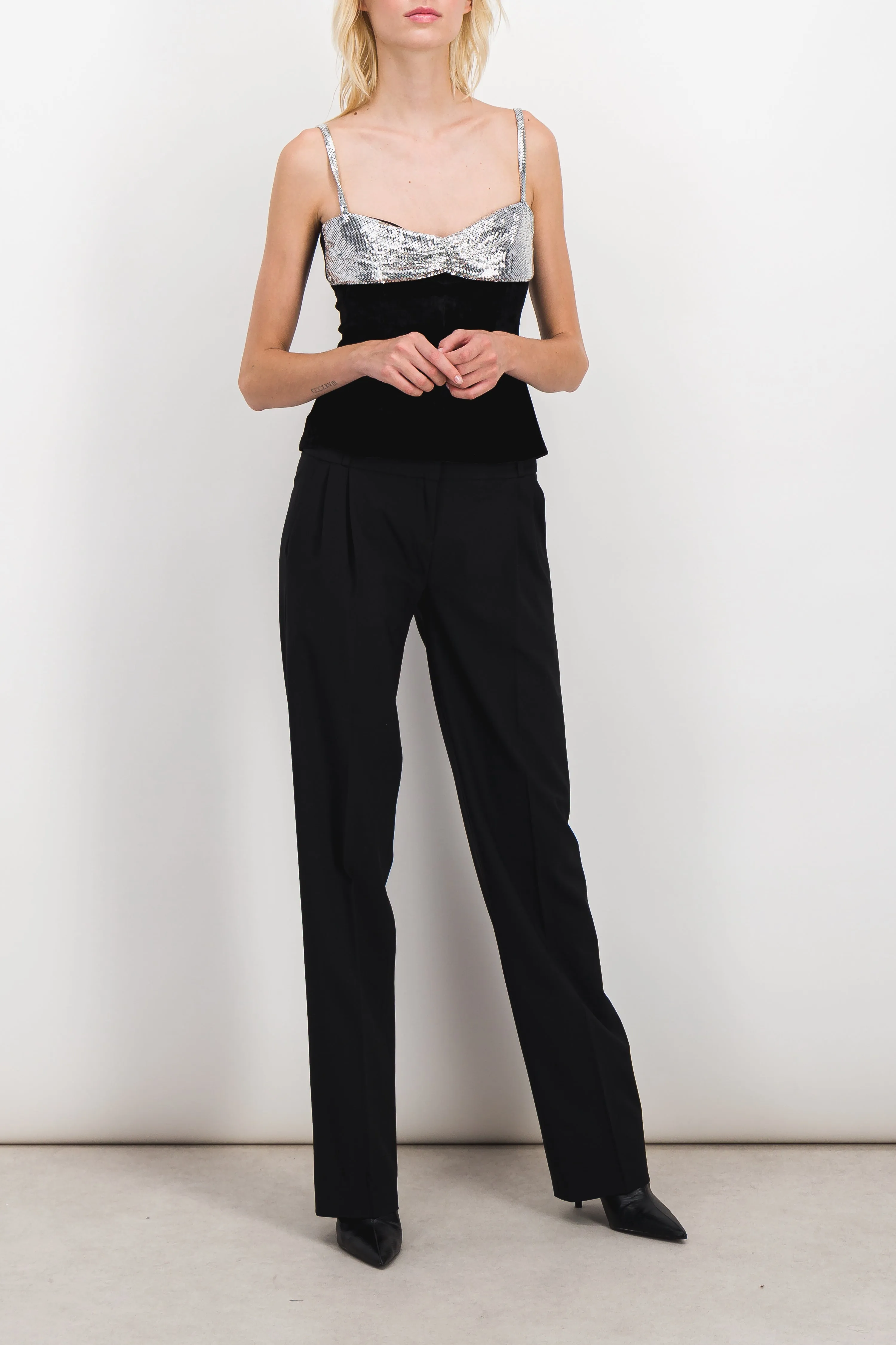 Black low rise loose tailored pants sold by Renaisa product image thumbnail 2