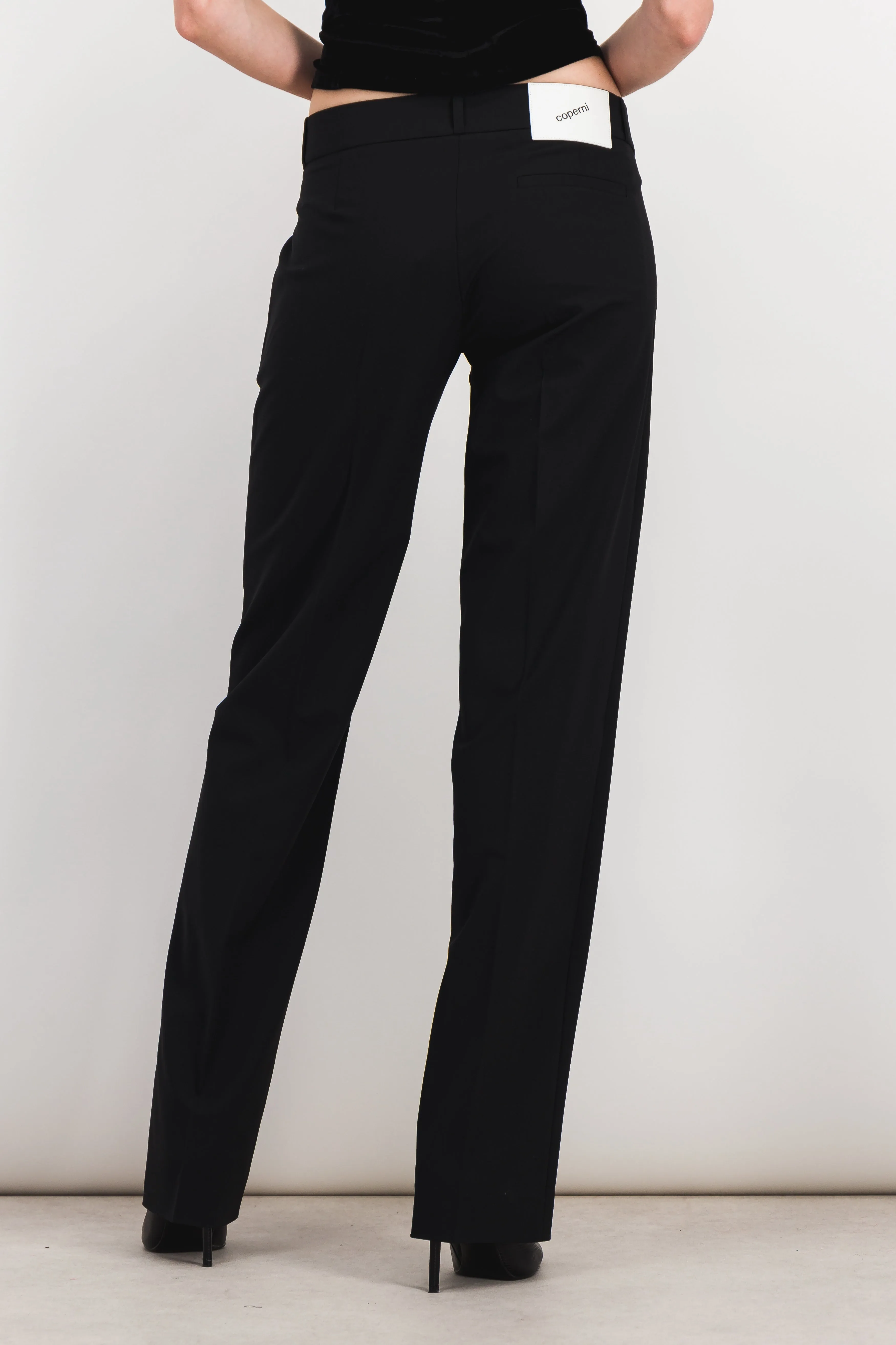 Black low rise loose tailored pants sold by Renaisa product image thumbnail 3