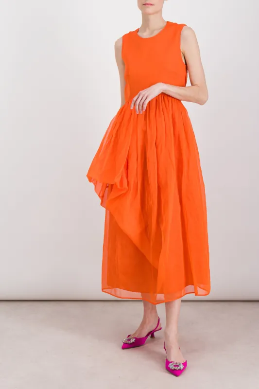Asymmetric organdie open back midi dress sold by Renaisa