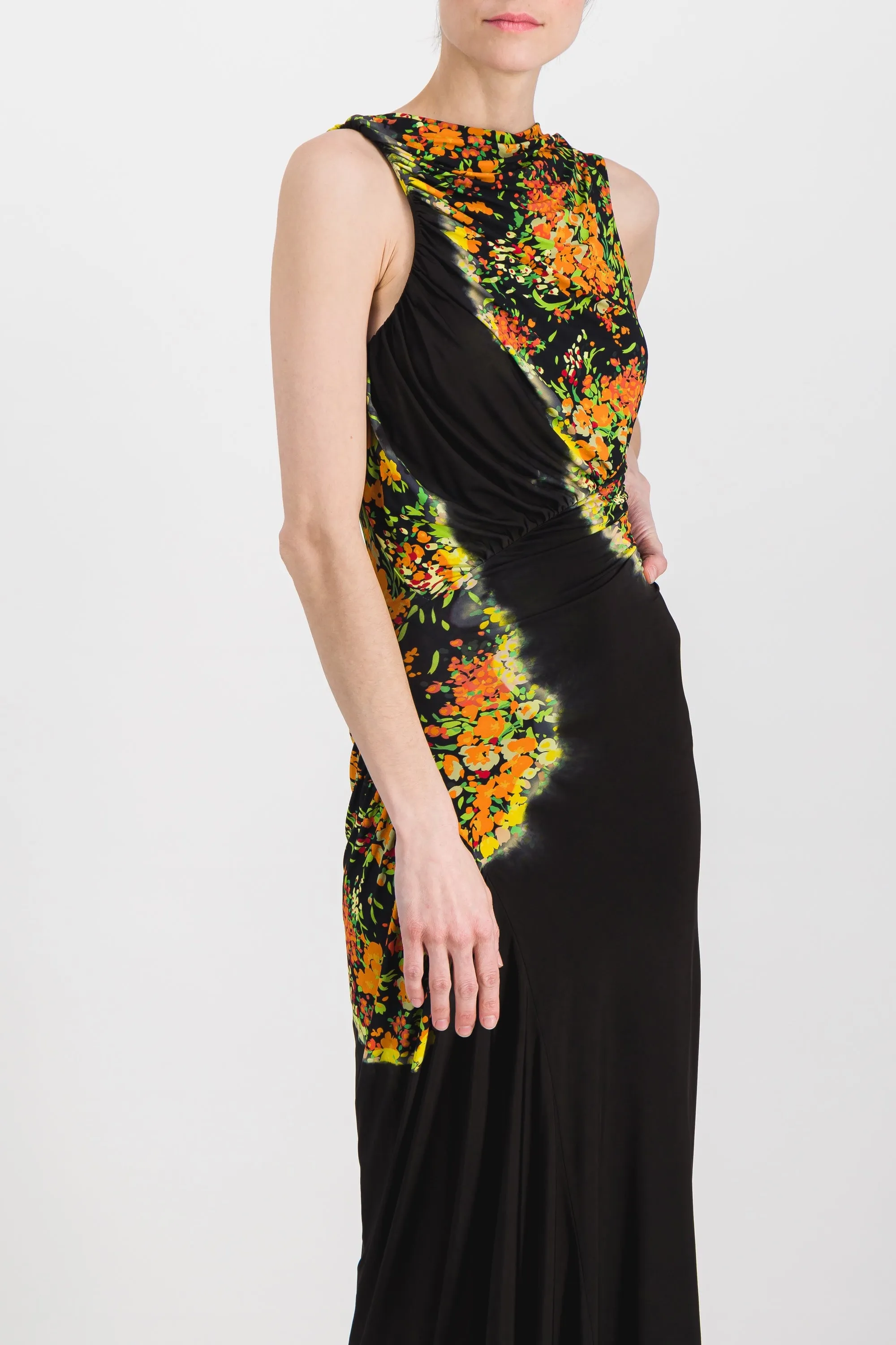 Printed ruched jersey maxi dress sold by Renaisa product image thumbnail 2
