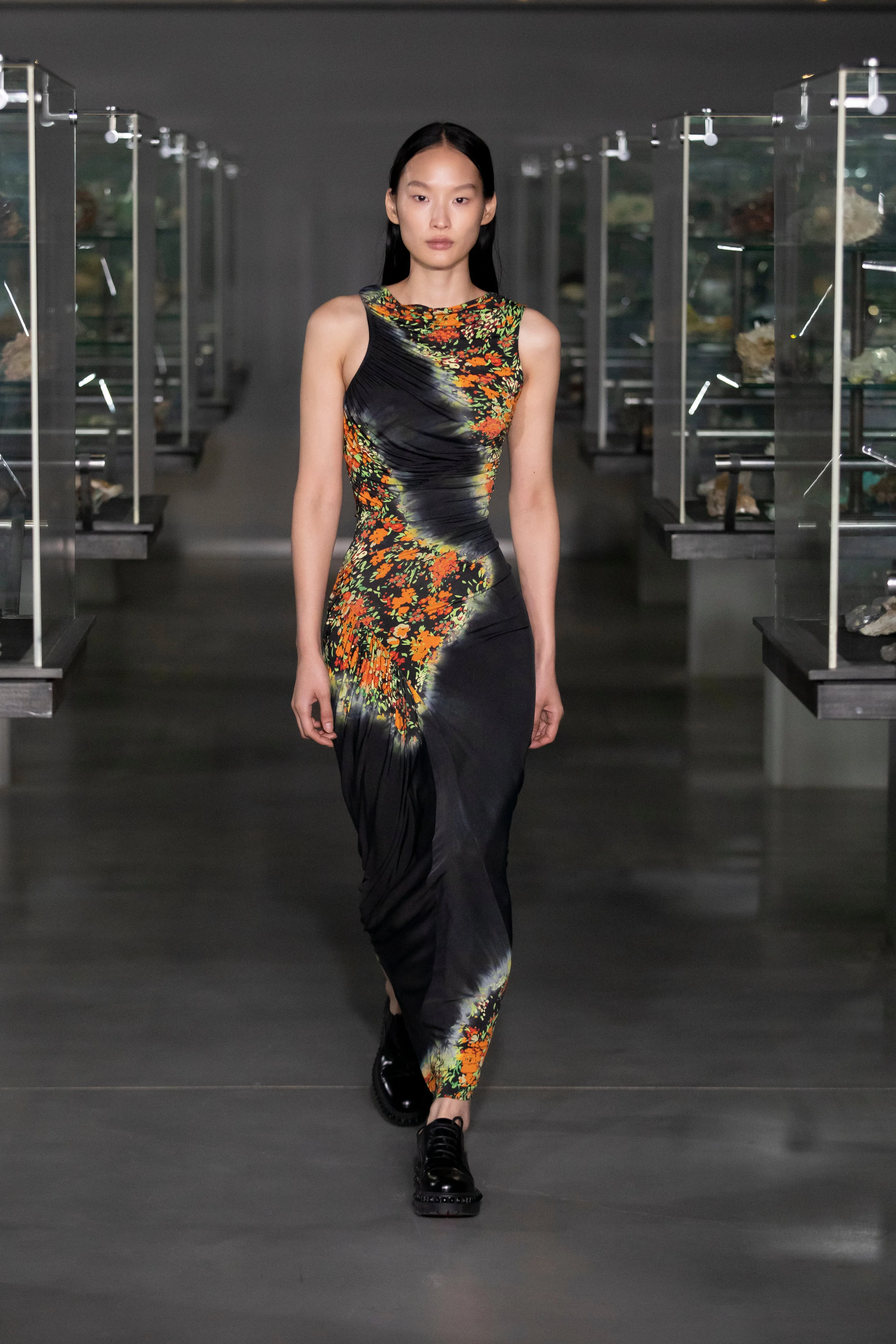 Printed ruched jersey maxi dress sold by Renaisa product image thumbnail 3