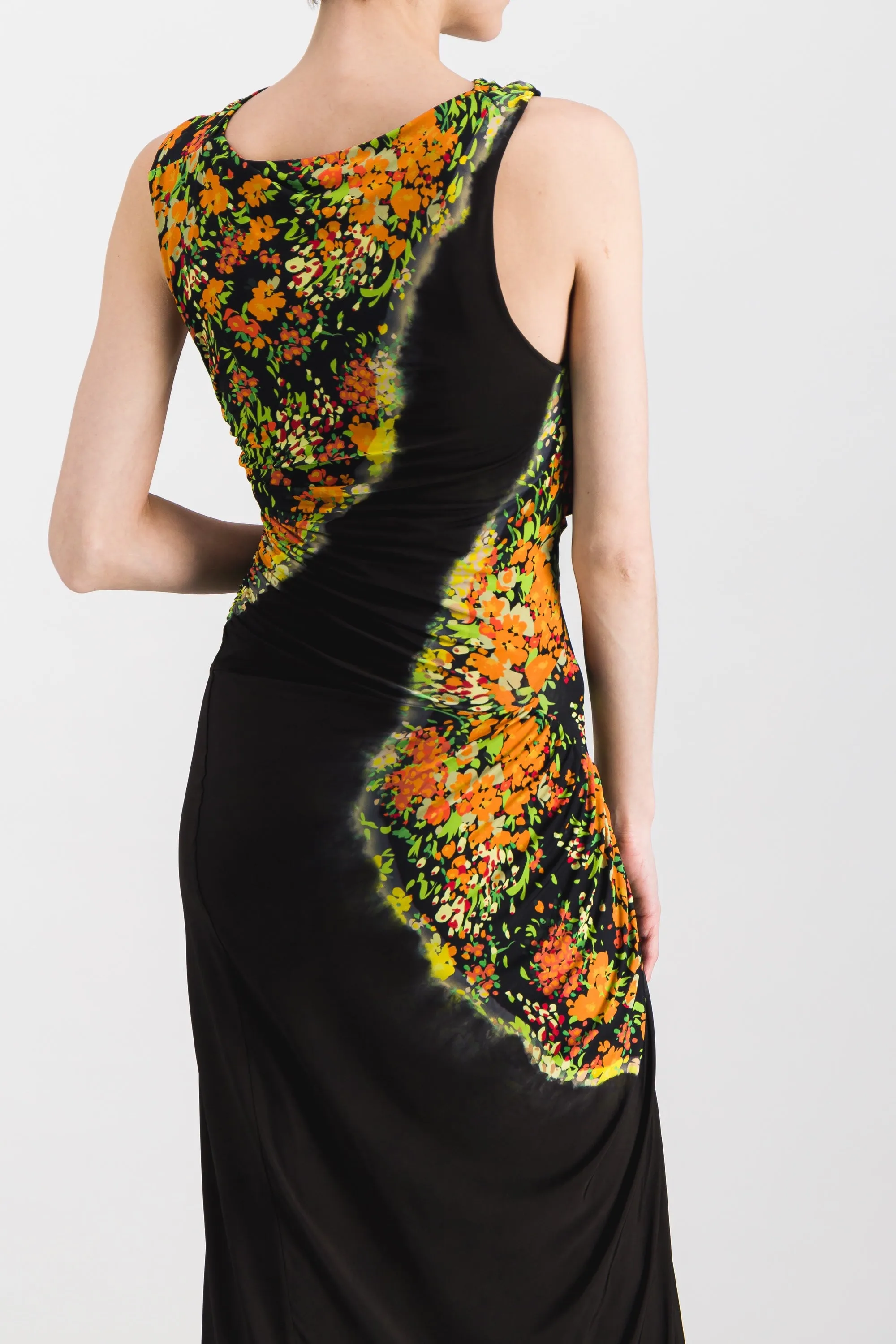 Printed ruched jersey maxi dress sold by Renaisa product image thumbnail 4