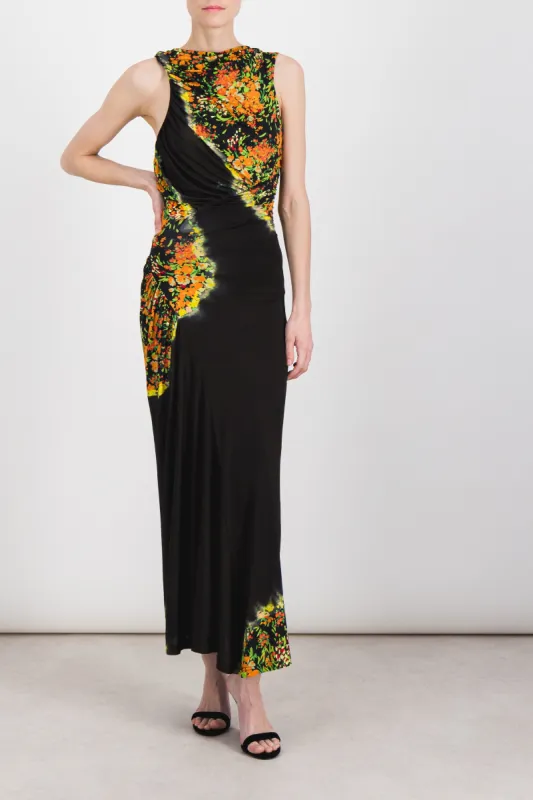 Printed ruched jersey maxi dress sold by Renaisa