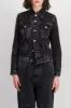 Slim washed black denim jacket sold by Renaisa