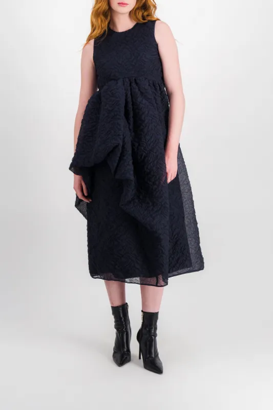 Midi dress with open back and asymmetrical skirt sold by Renaisa