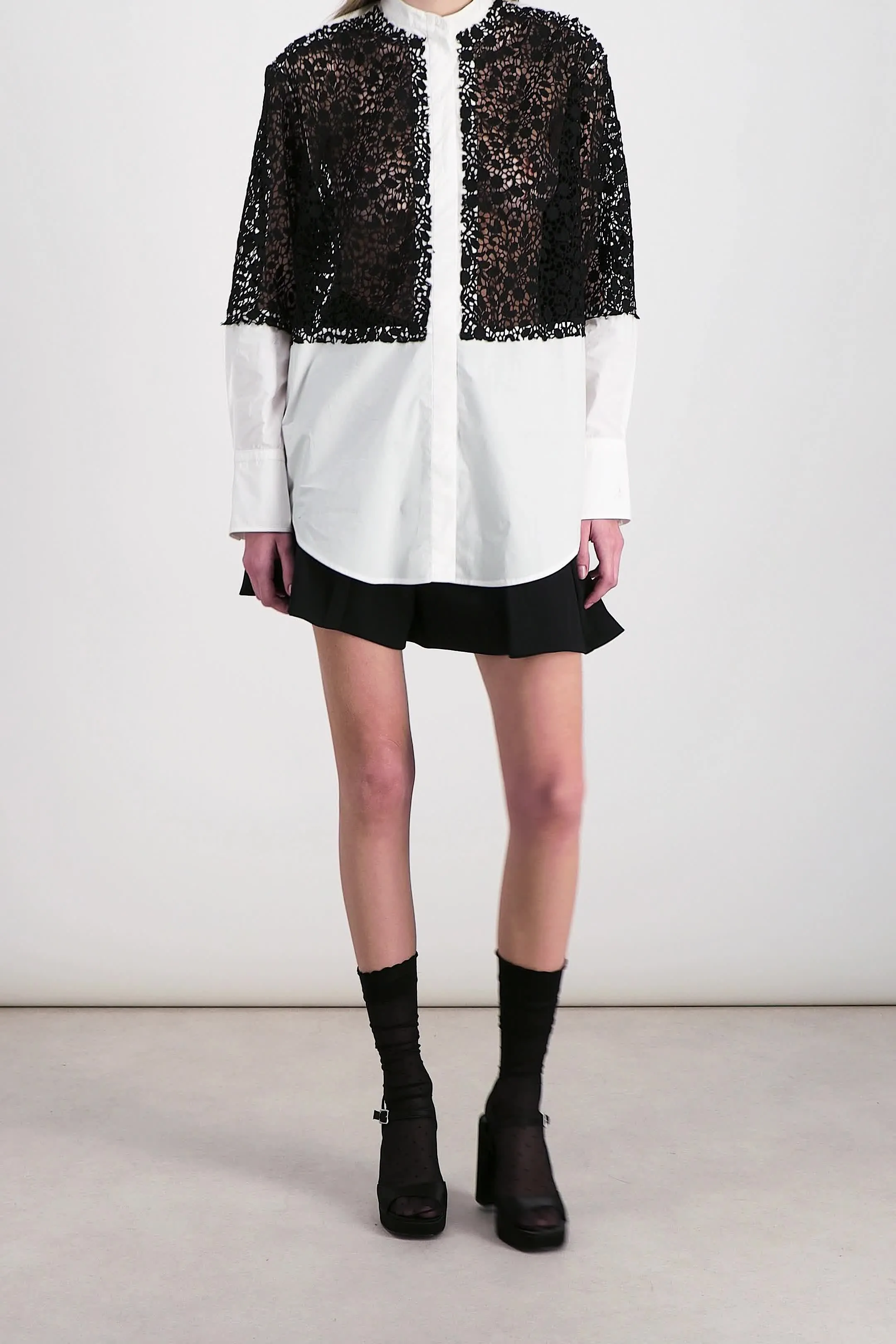 Lace insert oversize shirt sold by Renaisa product image thumbnail 5