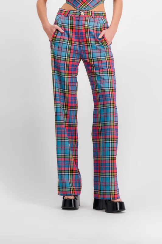 Straight leg tartan pants sold by Renaisa