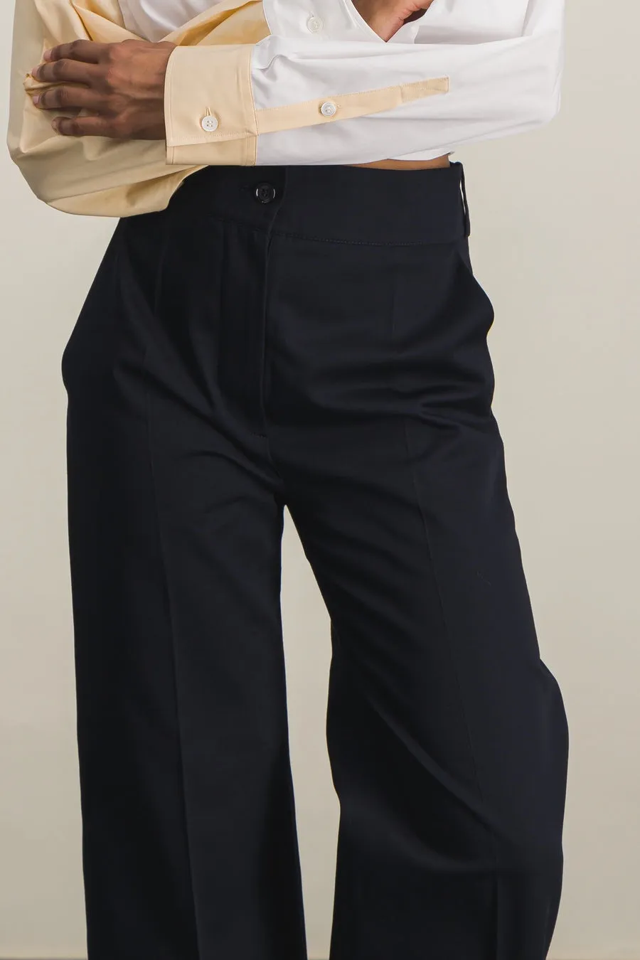 Straight leg tailored night blue organic coton pants sold by Renaisa product image thumbnail 4