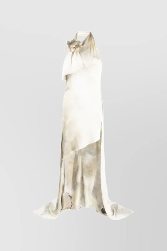 White marble cut-out asymmetric flower maxi dress sold by Renaisa