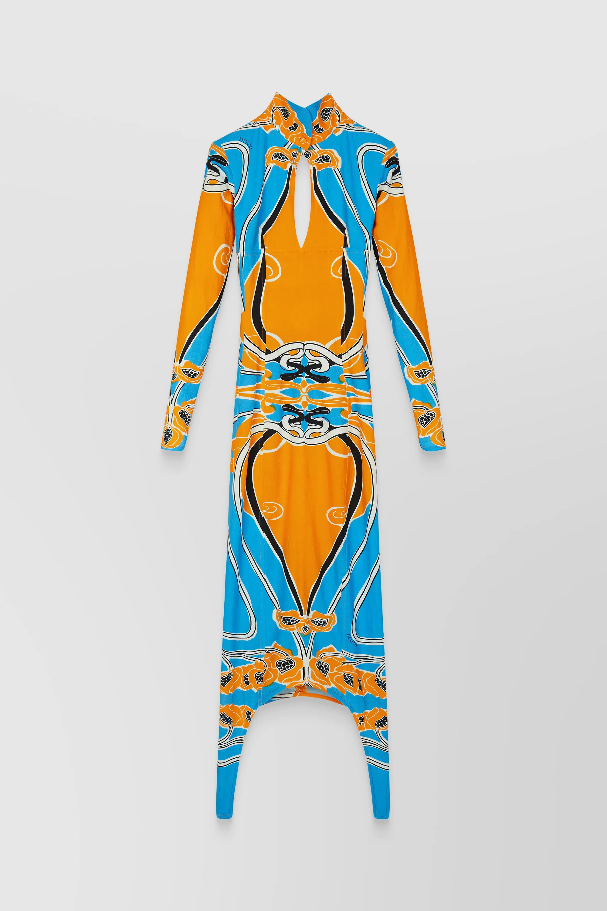 Printed cut out curve midi dress with long sleeves sold by Renaisa product image thumbnail 5