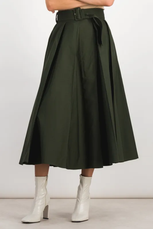 Pleated canvas maxi skirt sold by Renaisa
