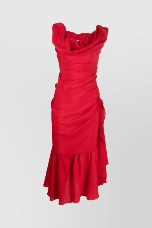 Off-shoulder Ginnie frill midi dress sold by Renaisa
