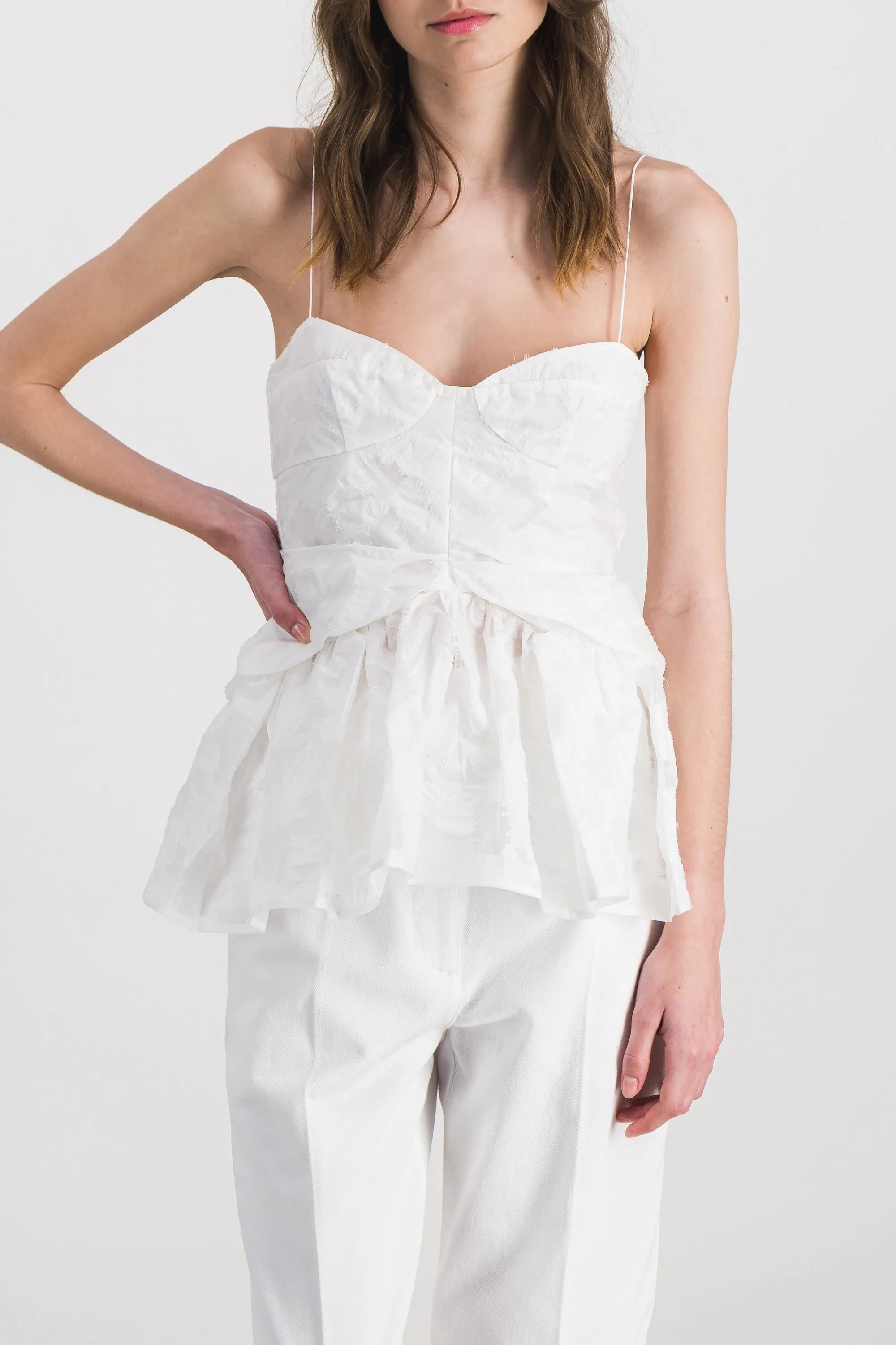 Fil coupé peplum bustier top sold by Renaisa