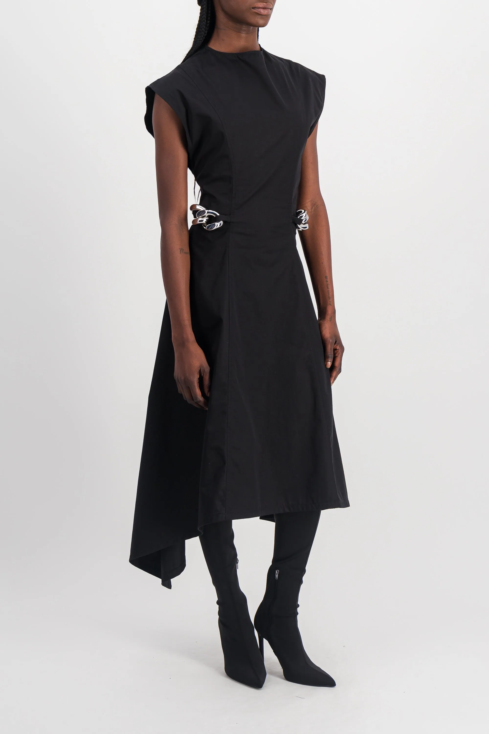 Silver chain link cap sleeve midi dress sold by Renaisa product image thumbnail 2