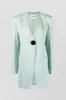 Single buttoned tailoring blazer in compact wool grain de poudre sold by Renaisa