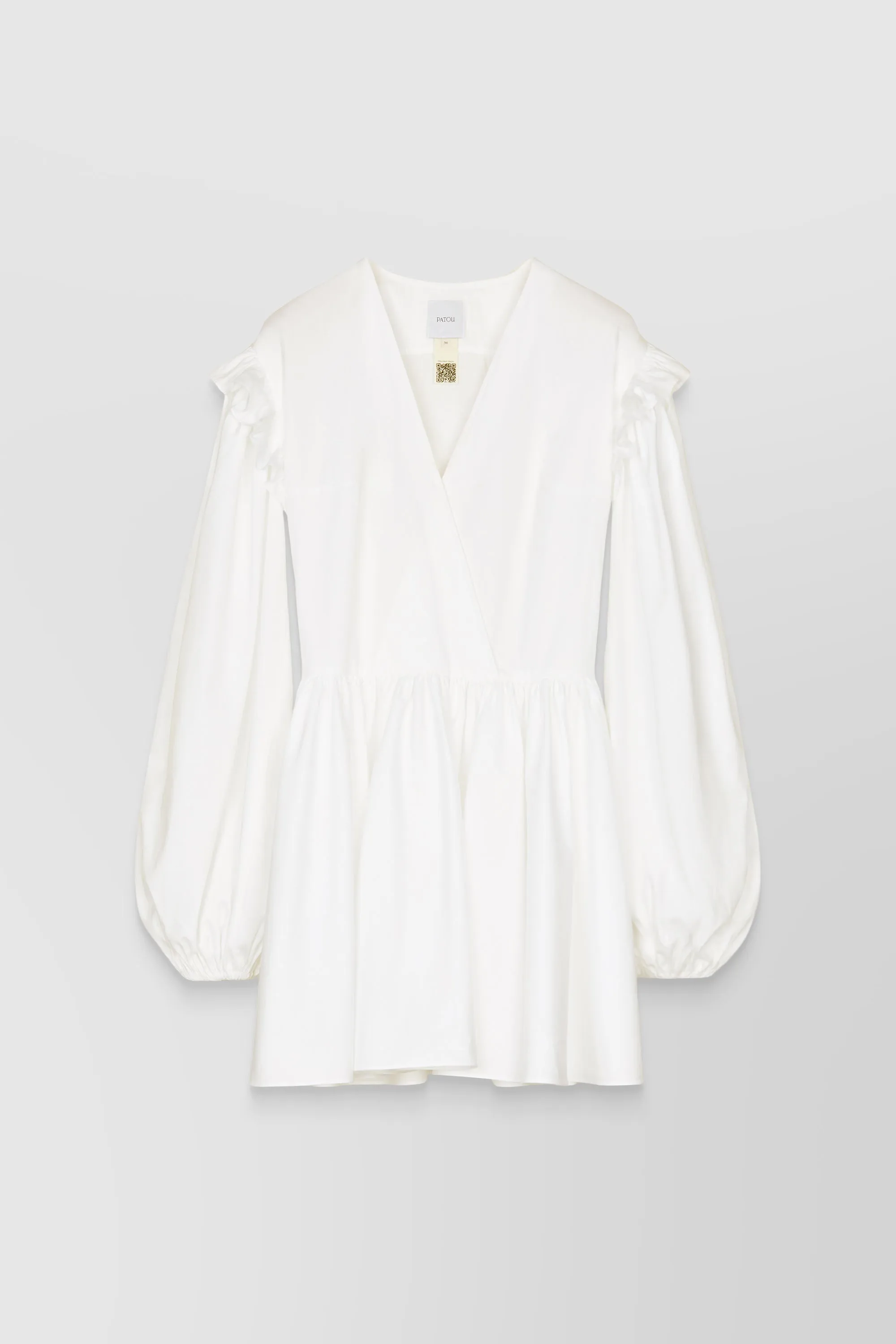 Puff sleeved pleated cotton mini dress sold by Renaisa product image thumbnail 5