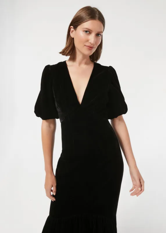 Velvet Ester Dress | Black sold by Rhode