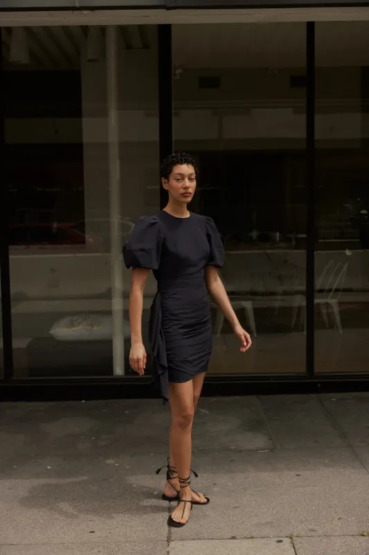 Crepe De Chine Pia Dress | Black Crepe De Chine sold by Rhode