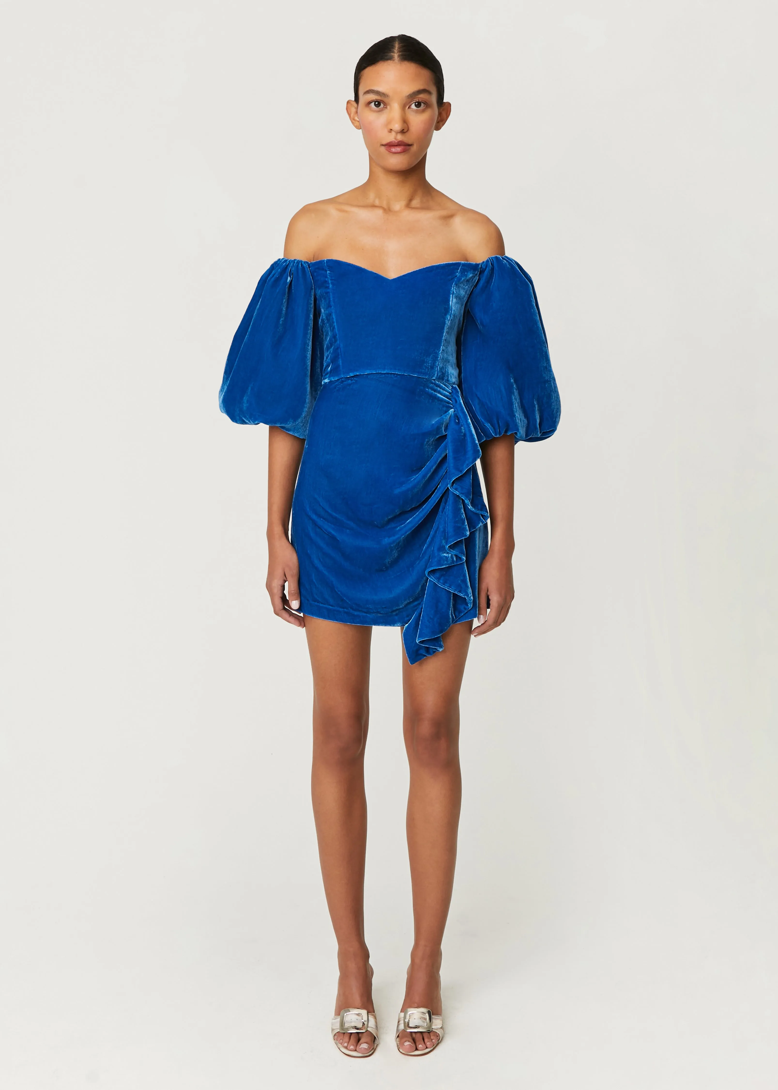 Velvet Adrian Dress | Air Force Blue sold by Rhode
