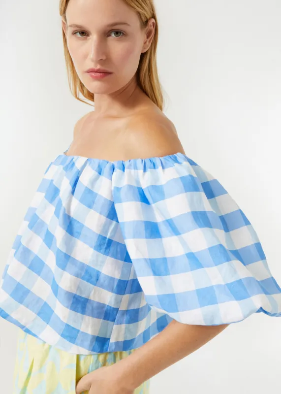 Linen Sima Top | Toulouse Gingham Grande sold by Rhode