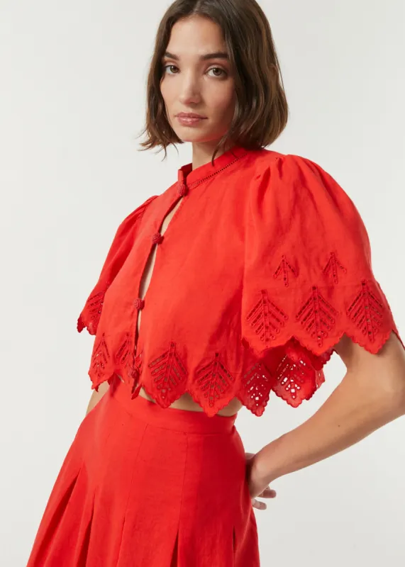 Nita Top | Scarlet Eyelet sold by Rhode
